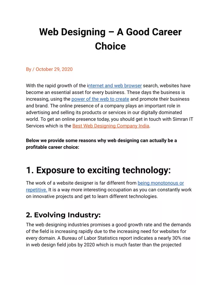 web designing a good career choice