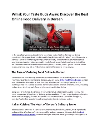 Whisk Your Taste Buds Away Discover the Best Online Food Delivery in Doreen