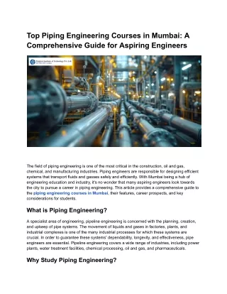 top piping engineering courses in mumbai