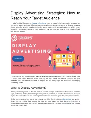 Display Advertising Strategies: How to Reach Your Target Audience