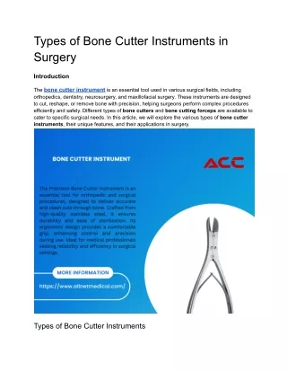 Types of Bone Cutter Instruments in Surgery