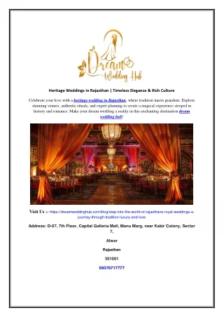 Heritage Weddings in Rajasthan | Timeless Elegance & Rich Culture