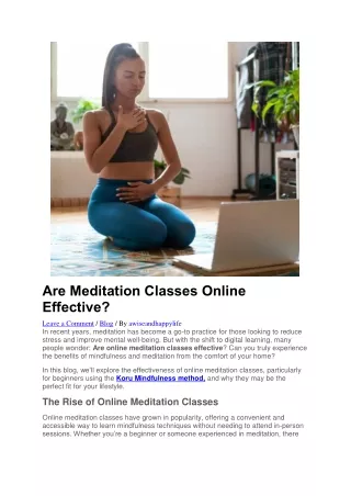 Are Meditation Classes Online Effective