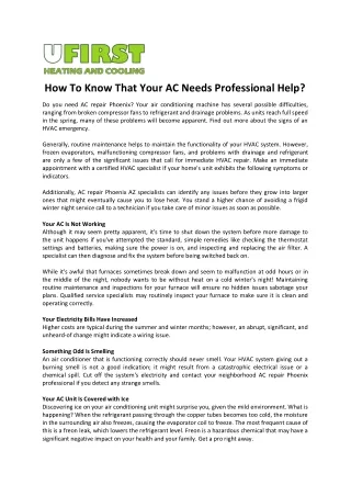 How To Know That Your AC Needs Professional Help