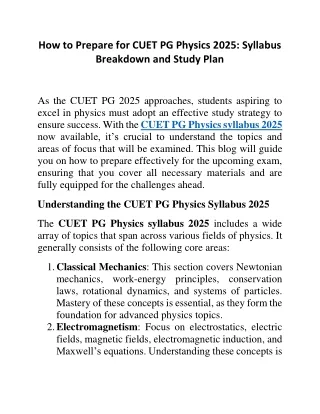 how to prepare for cuet pg physics 2025 syllabus