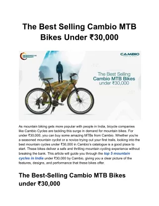 Top 5 Cambio Mountain Cycles In India