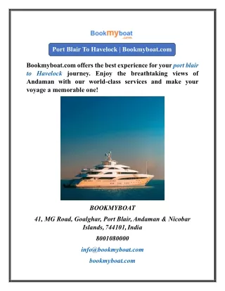 Port Blair To Havelock  Bookmyboat.com