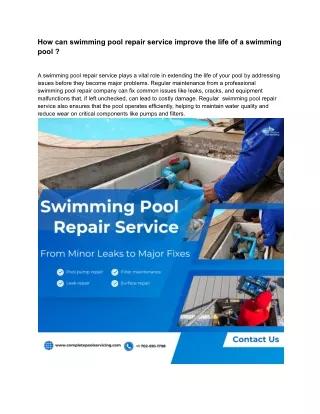 how can swimming pool repair service improve