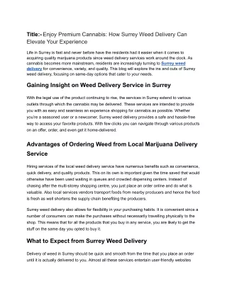 Enjoy Premium Cannabis_ How Surrey Weed Delivery Can Elevate Your Experience