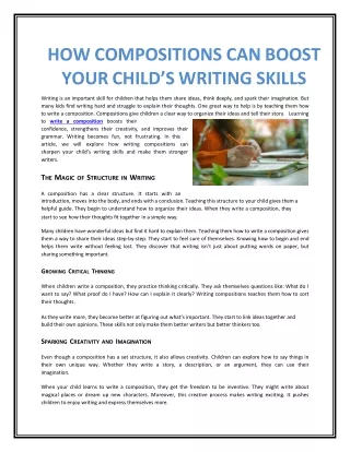 How Compositions Can Boost Your Child’s Writing Skills