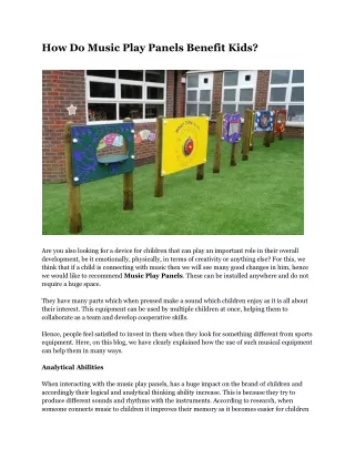 How Do Music Play Panels Benefit Kids