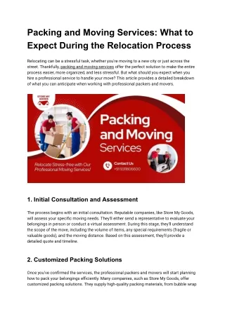 Packing and Moving Services_ What to Expect During the Relocation Process