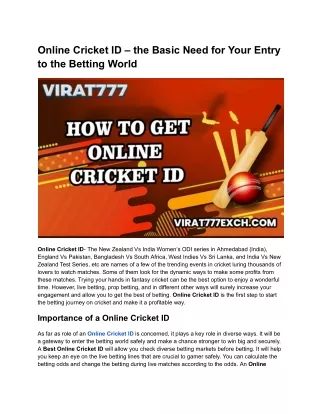 Online Cricket ID – the Basic Need for Your Entry to the Betting World