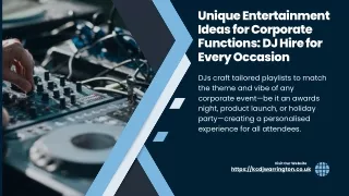 Unique Entertainment Ideas for Corporate Functions DJ Hire for Every Occasion.