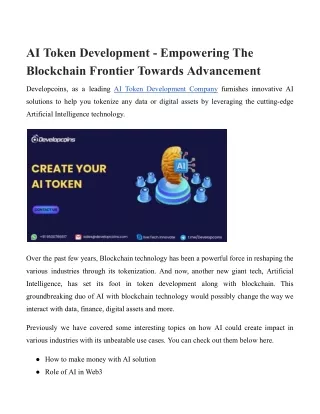 AI Token Development - Empowering The Blockchain Frontier Towards Advancement (1)