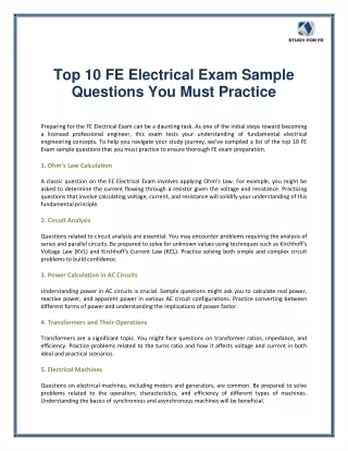 FE Exam sample questions -  Pdf