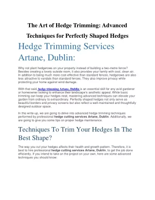 The Art of Hedge Trimming: Advanced Techniques for Perfectly Shaped Hedges