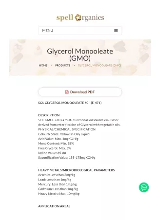 Glycerol Monooleate Enhancing Food Emulsification and Texture
