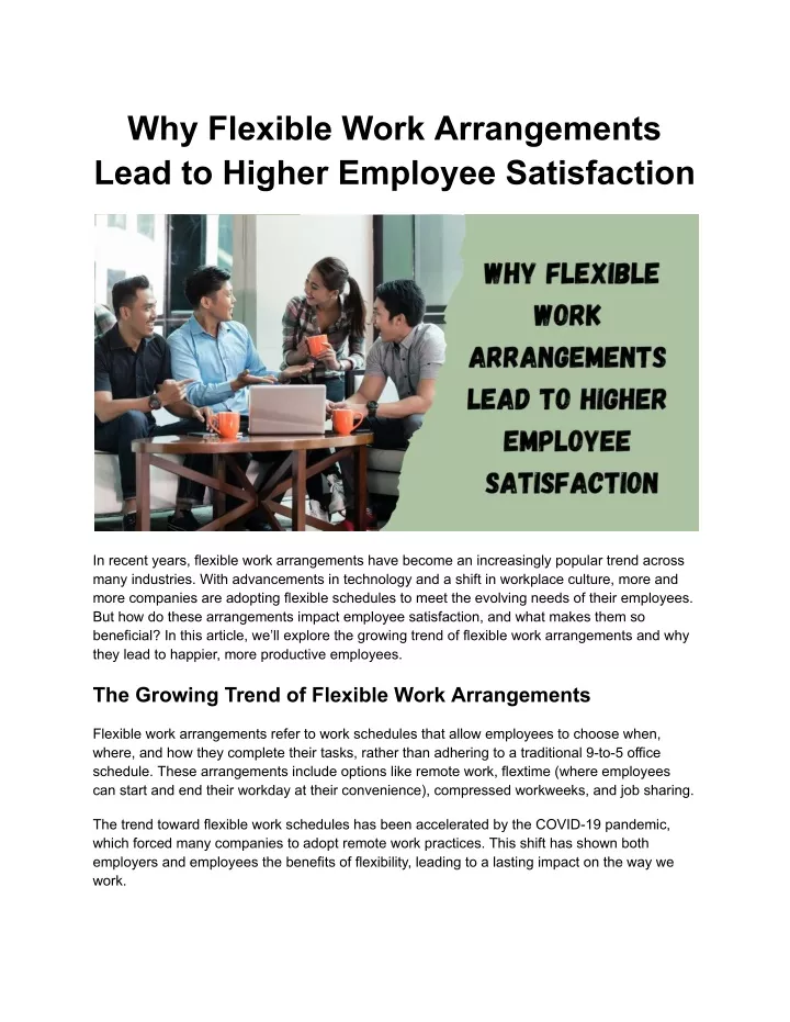 why flexible work arrangements lead to higher