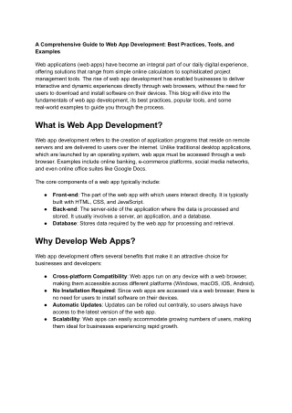 a comprehensive guide to web app development best