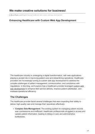 Enhancing Healthcare with Custom Web App Development