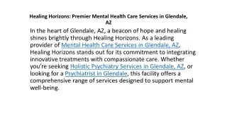 Mental Health Care | Best Holistic Psychiatry Services in Glendale