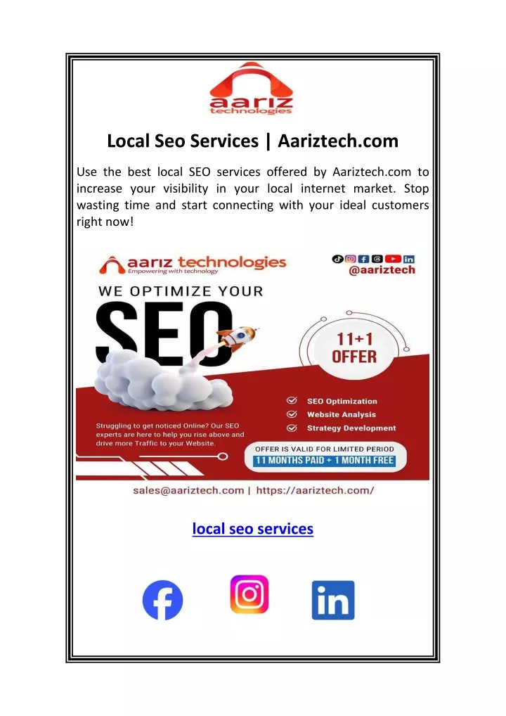 local seo services aariztech com