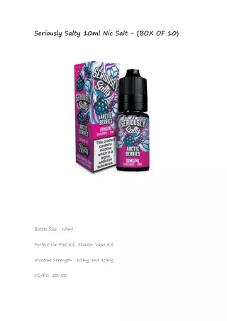 seriously salty 10ml nic salt box of 10