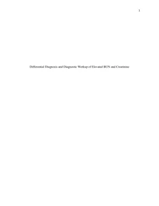 Differential Diagnosis and Diagnostic Workup of Elevated BUN and Creatinine