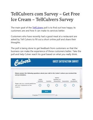 TellCulvers com Survey – Get Free Ice Cream – TellCulvers Survey