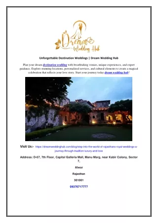 Unforgettable Destination Weddings | Dream Wedding Hub