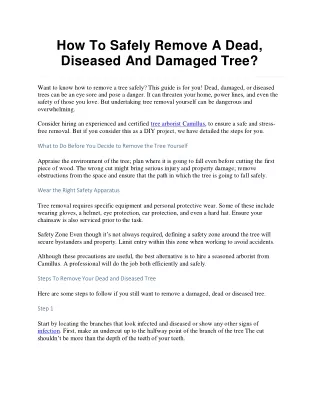 how to safely remove a dead diseased and damaged