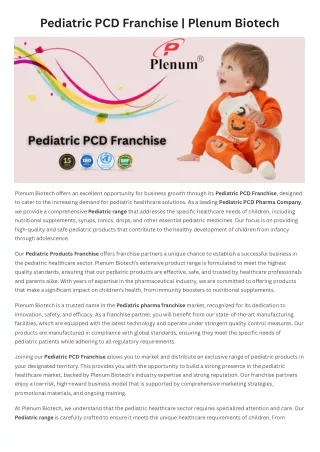 Pediatric PCD Franchise | Plenum Biotech