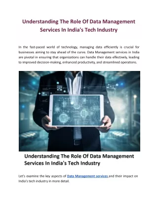 Understanding The Role Of Data Management Services In India's Tech Industry