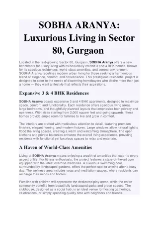 sobha aranya luxurious living in sector 80 gurgaon