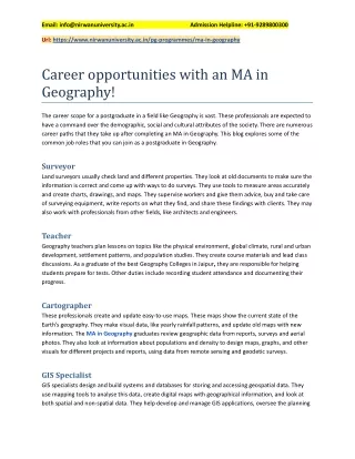 Career opportunities with an MA in Geography