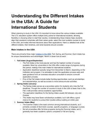understanding the different intakes