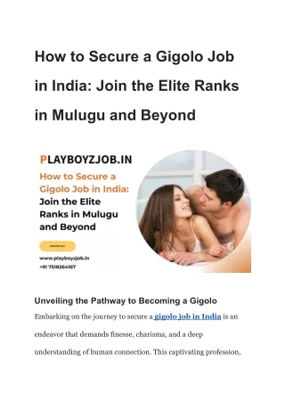 how to secure a gigolo job