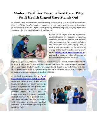 Modern Facilities, Personalized Care: Why Swift Health Urgent Care Stands Out