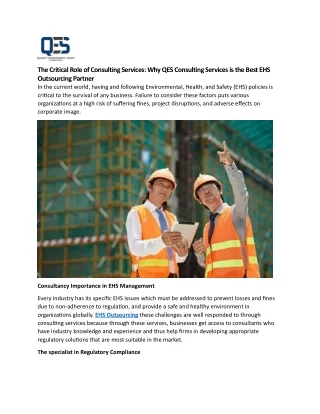 The Critical Role of Consulting Services