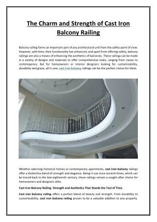 The Charm and Strength of Cast Iron Balcony Railing