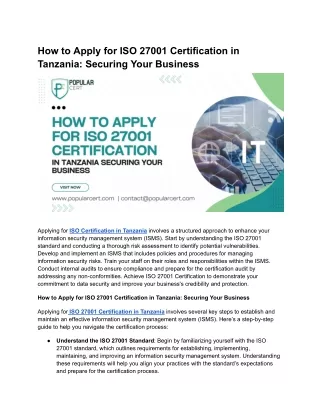 How to Apply for ISO 27001 Certification in Tanzania_ Securing Your Business