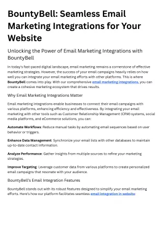 BountyBell Seamless Email Marketing Integrations for Your Website