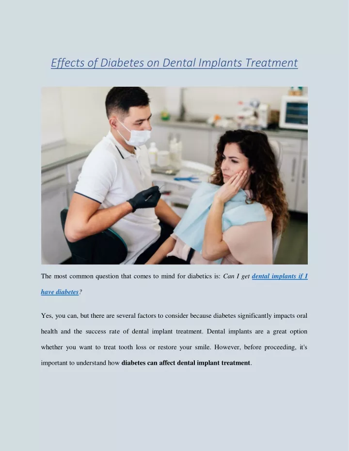 effects of diabetes on dental implants treatment