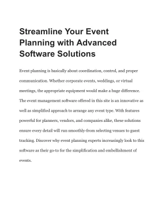 Streamline Your Event Planning with Advanced Software Solutions