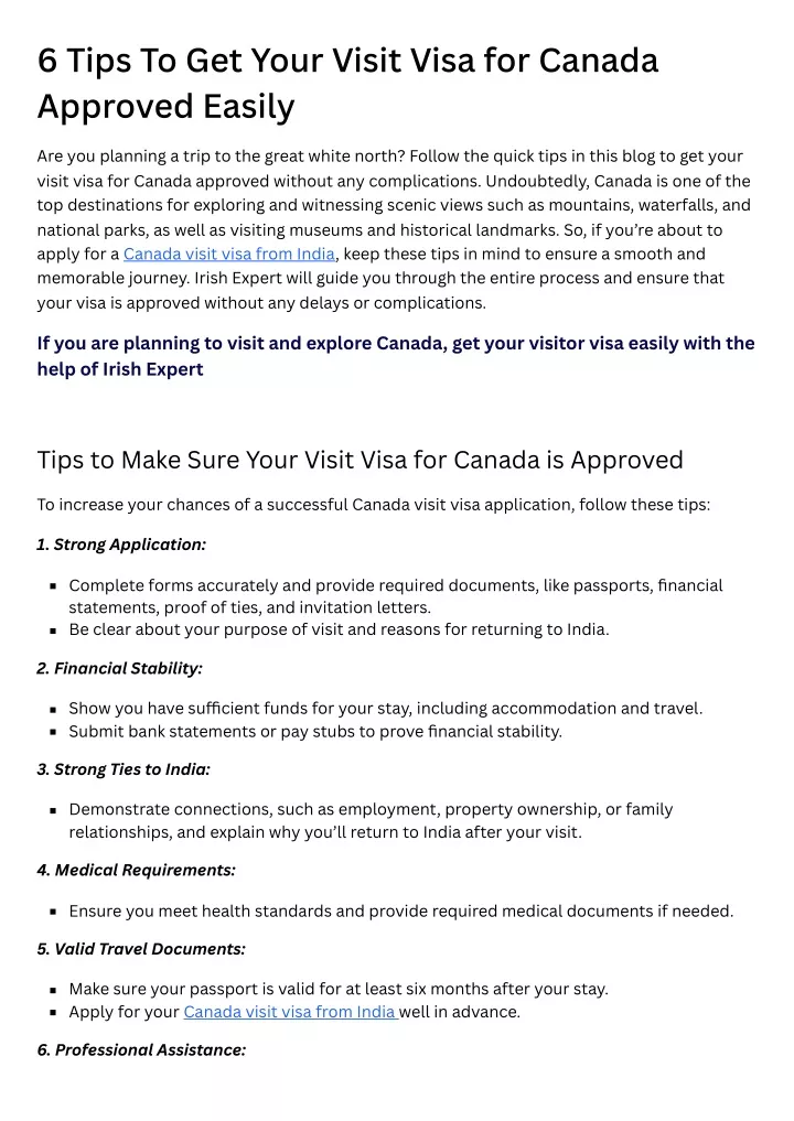 6 tips to get your visit visa for canada approved