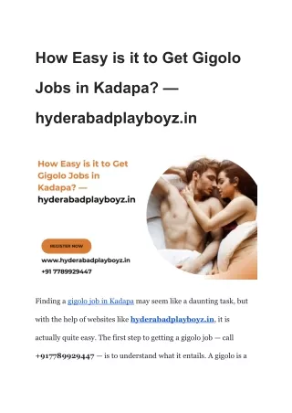 How Easy is it to Get Gigolo Jobs in Kadapa_ — hyderabadplayboyz.in