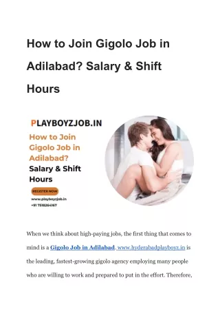 How to Join Gigolo Job in Adilabad_ Salary & Shift Hours