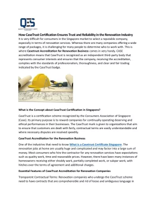 How CaseTrust Certification Ensures Trust and Reliability in the Renovation Industry