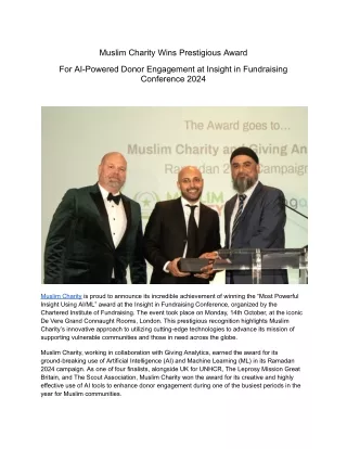 How Muslim Charity’s AI_ML Innovations Won the Prestigious 2024 Fundraising Award